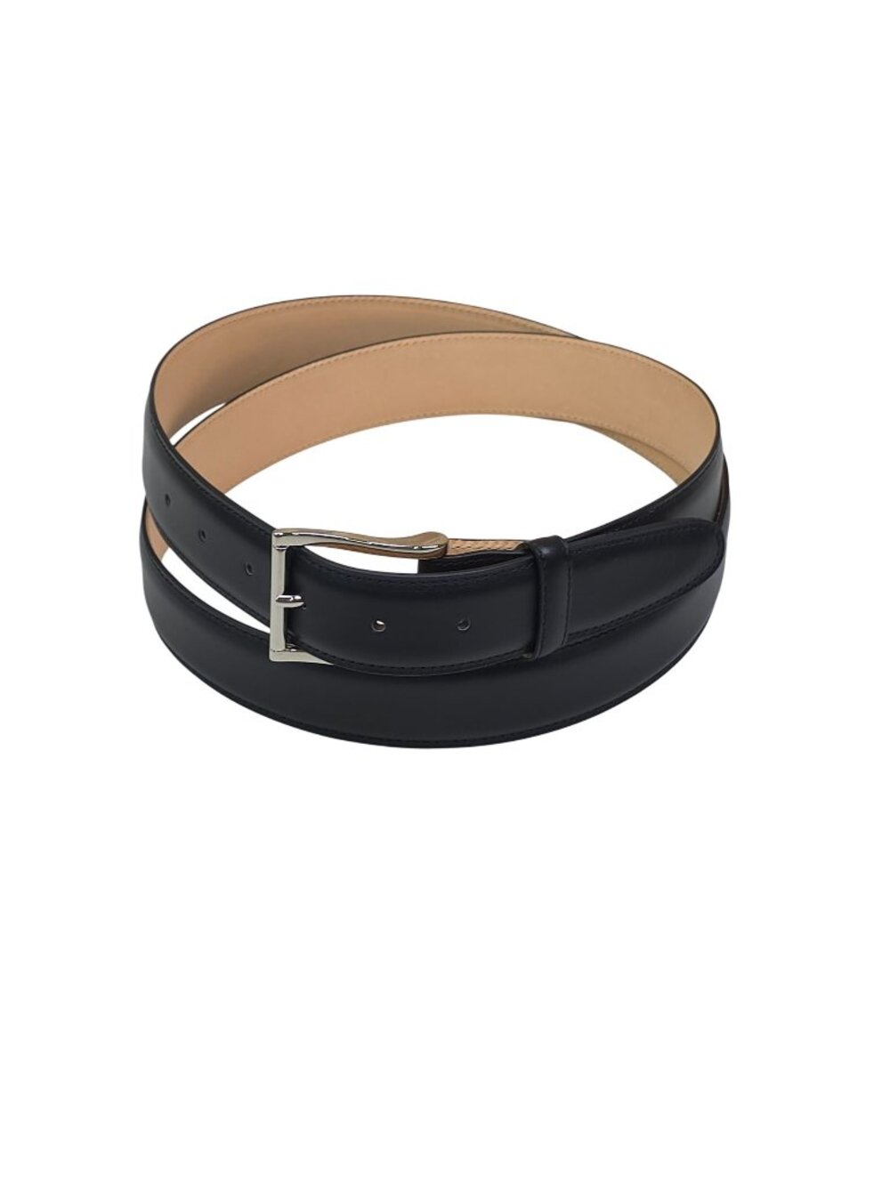 Paul Fredrick Mens Genuine Leather Black Belt Made In Italy Size 48